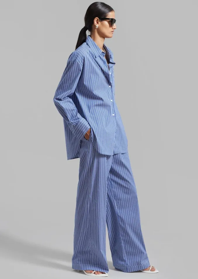 The Frankie Shop Mirca Elastic Pants 8211 Blue Multi Stripe Women Loungewear