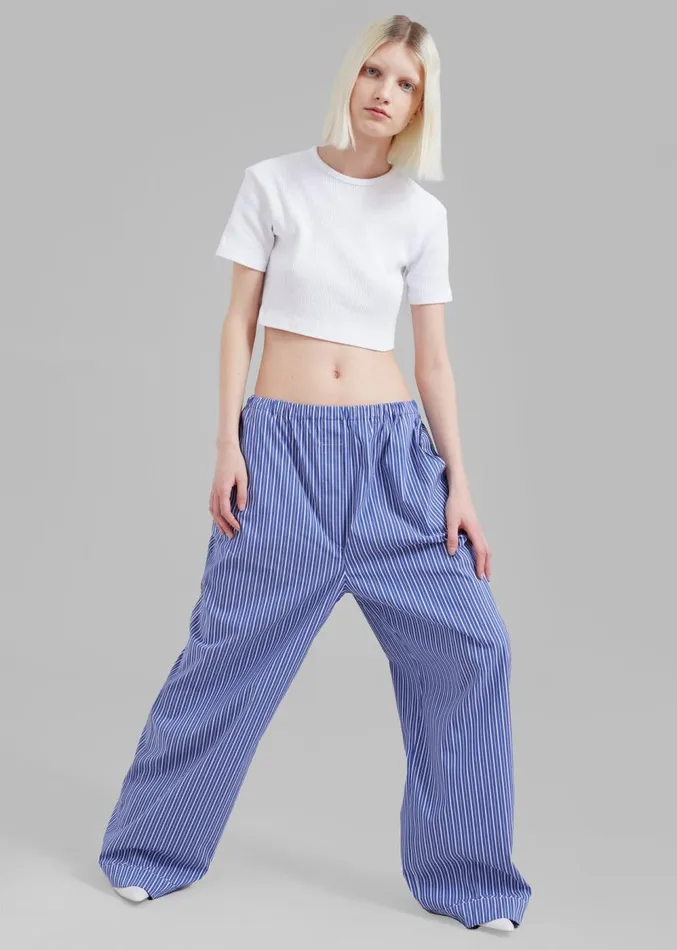The Frankie Shop Mirca Elastic Pants 8211 Blue Multi Stripe Women Loungewear