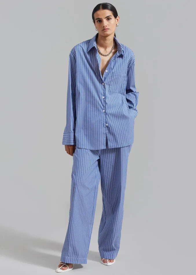 The Frankie Shop Mirca Elastic Pants 8211 Blue Multi Stripe Women Loungewear