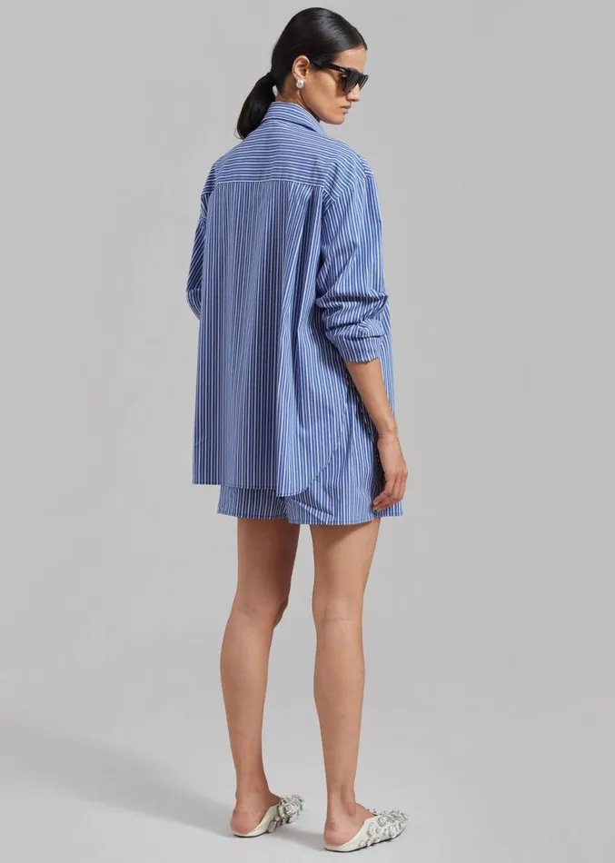 The Frankie Shop Mirca Pocket Shirt 8211 Blue Multi Stripe Women Tops