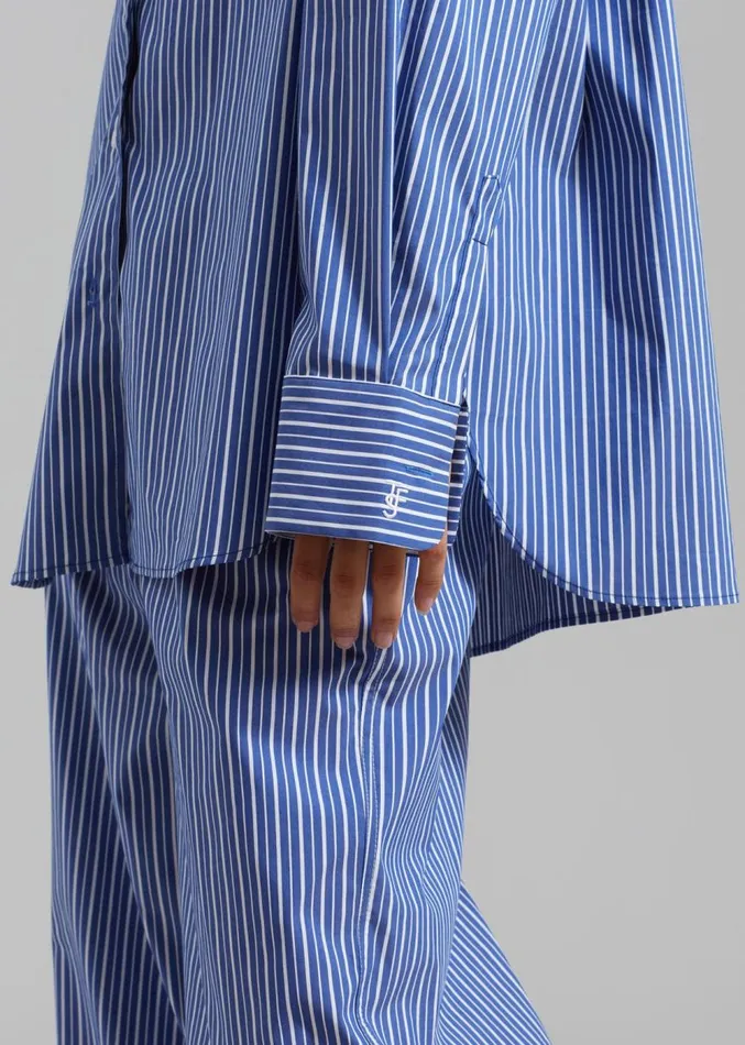 The Frankie Shop Mirca Pocket Shirt 8211 Blue Multi Stripe Women Tops