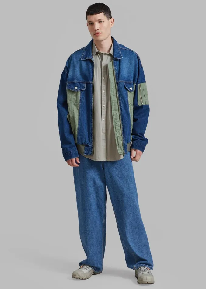 The Frankie Shop Nash Denim ColorBlock Jacket 8211 Blue Men Outerwear