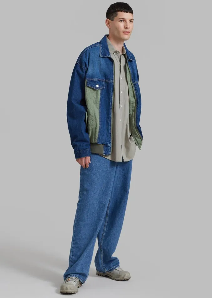The Frankie Shop Nash Denim ColorBlock Jacket 8211 Blue Men Outerwear