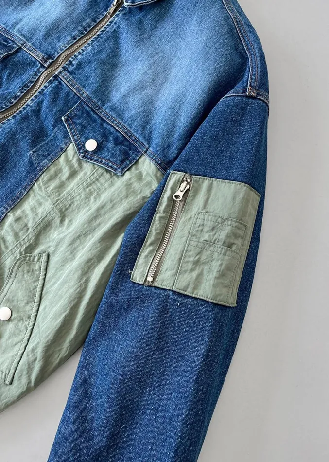 The Frankie Shop Nash Denim ColorBlock Jacket 8211 Blue Men Outerwear