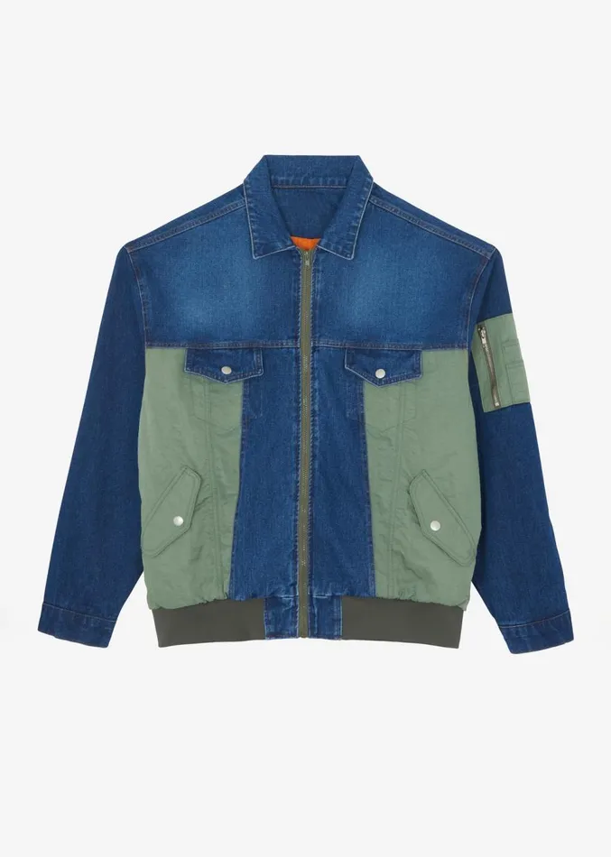 The Frankie Shop Nash Denim ColorBlock Jacket 8211 Blue Men Outerwear