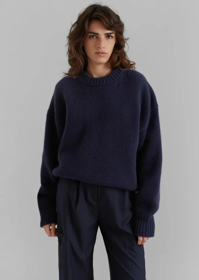 The Frankie Shop Natte Sweater 8211 Navy Women Knitwear