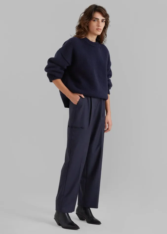The Frankie Shop Natte Sweater 8211 Navy Women Knitwear