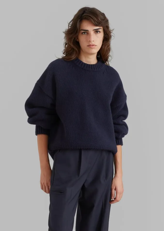 The Frankie Shop Natte Sweater 8211 Navy Women Knitwear