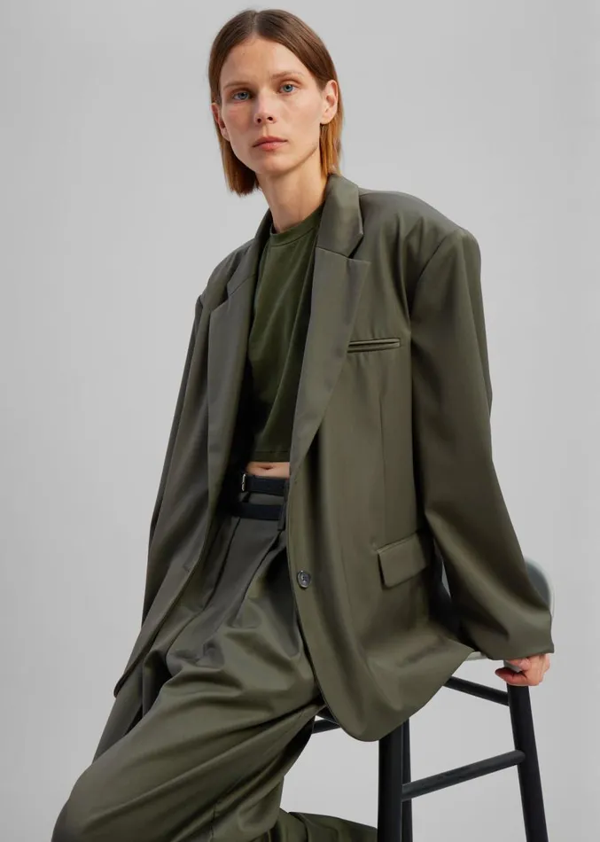 The Frankie Shop Nellie Belted Pleated Pants 8211 Olive Women Clothing