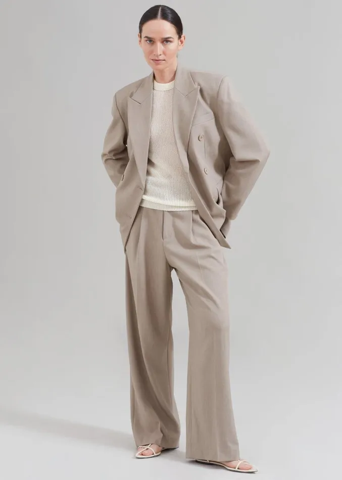 The Frankie Shop Nessi Pintuck Trousers 8211 Taupe Women Suits