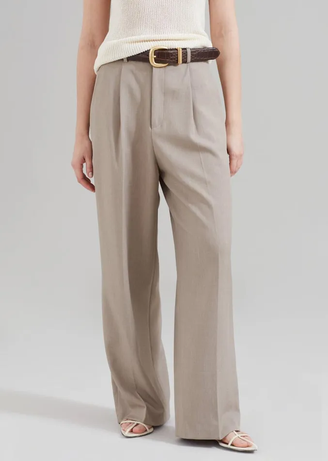 The Frankie Shop Nessi Pintuck Trousers 8211 Taupe Women Suits