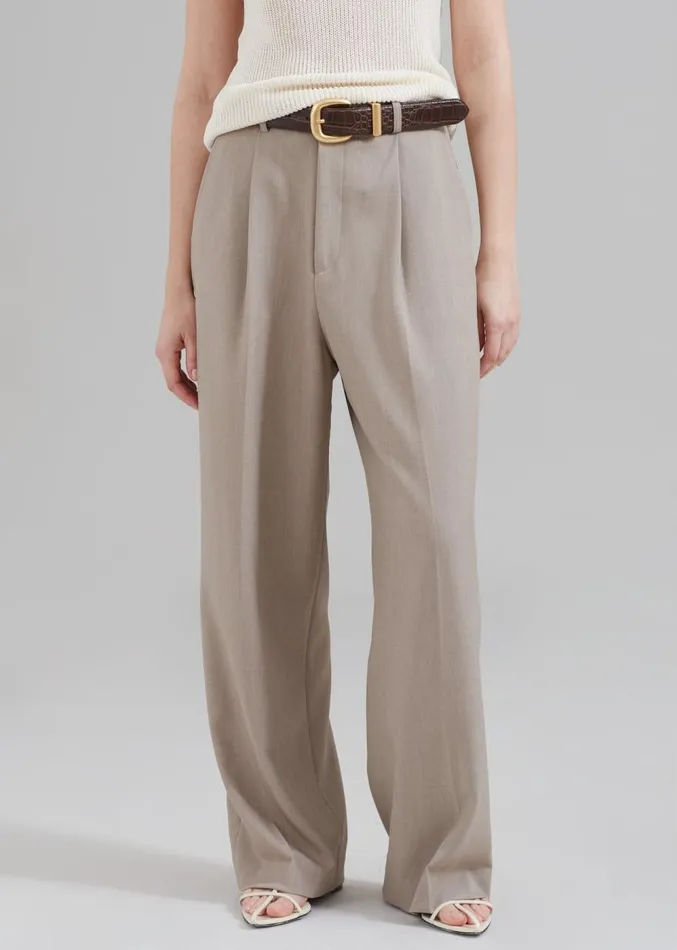 The Frankie Shop Nessi Pintuck Trousers 8211 Taupe Women Suits