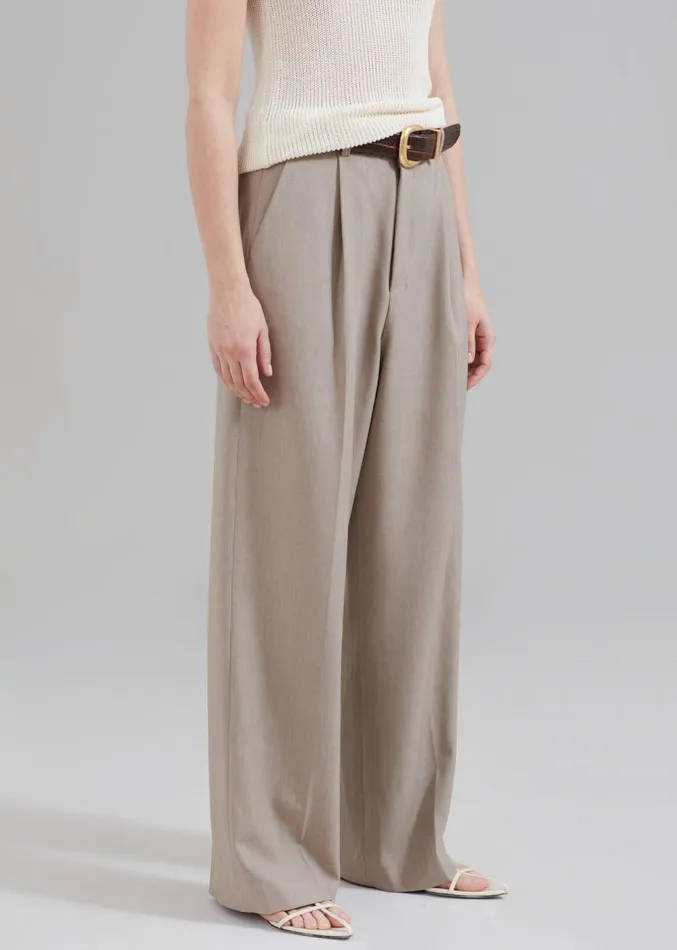 The Frankie Shop Nessi Pintuck Trousers 8211 Taupe Women Suits