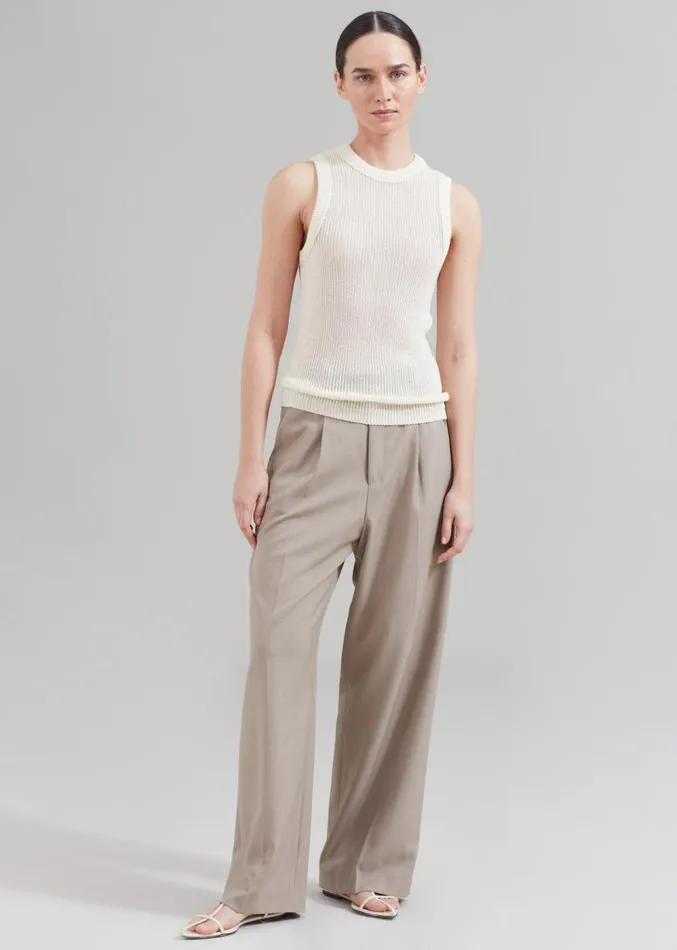 The Frankie Shop Nessi Pintuck Trousers 8211 Taupe Women Suits