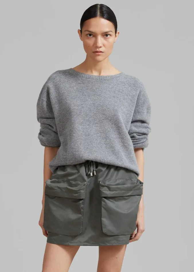 The Frankie Shop Neta Pocket Mini Skirt 8211 Olive Women Clothing
