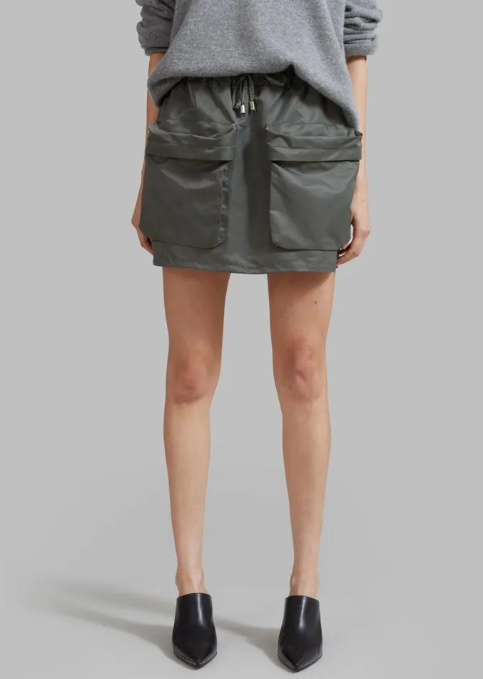 The Frankie Shop Neta Pocket Mini Skirt 8211 Olive Women Clothing