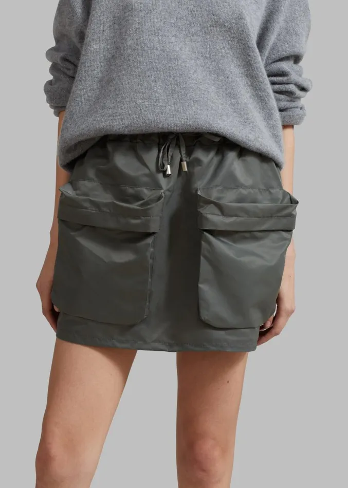 The Frankie Shop Neta Pocket Mini Skirt 8211 Olive Women Clothing