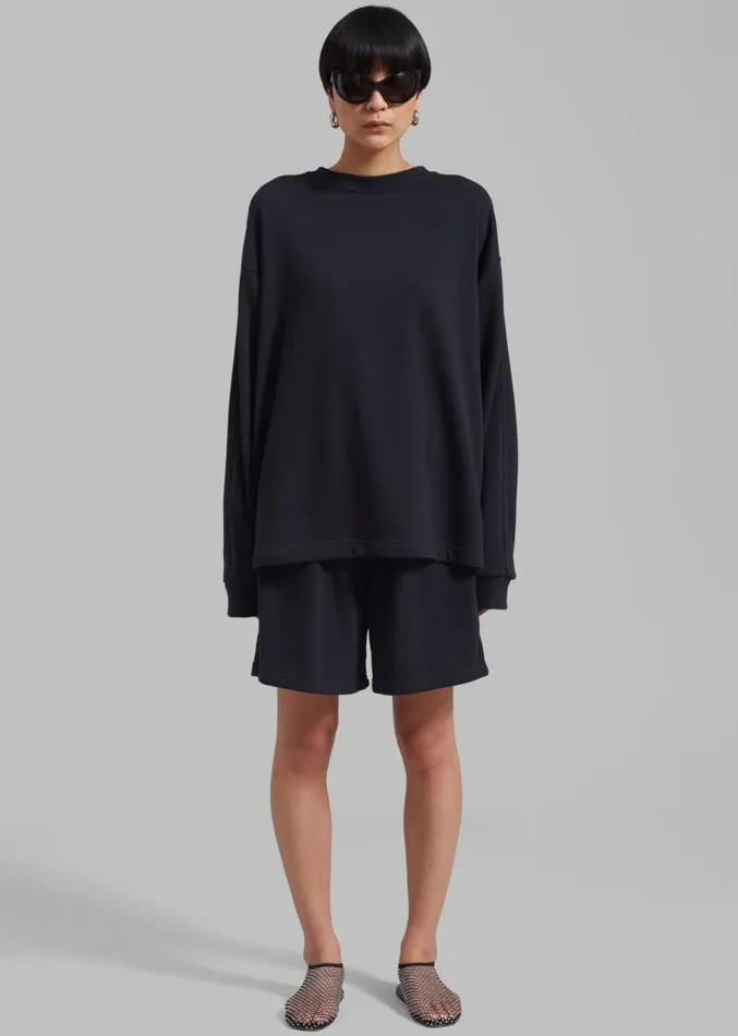 The Frankie Shop Newton Long Sleeves Sweat Tee 8211 Black WomenMen Loungewear The Frankie Shop Newton Long Sleeves Sweat Tee 8211 Black WomenMen Loungewear