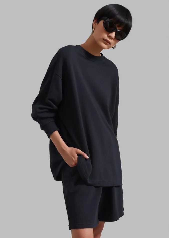 The Frankie Shop Newton Long Sleeves Sweat Tee 8211 Black WomenMen Loungewear