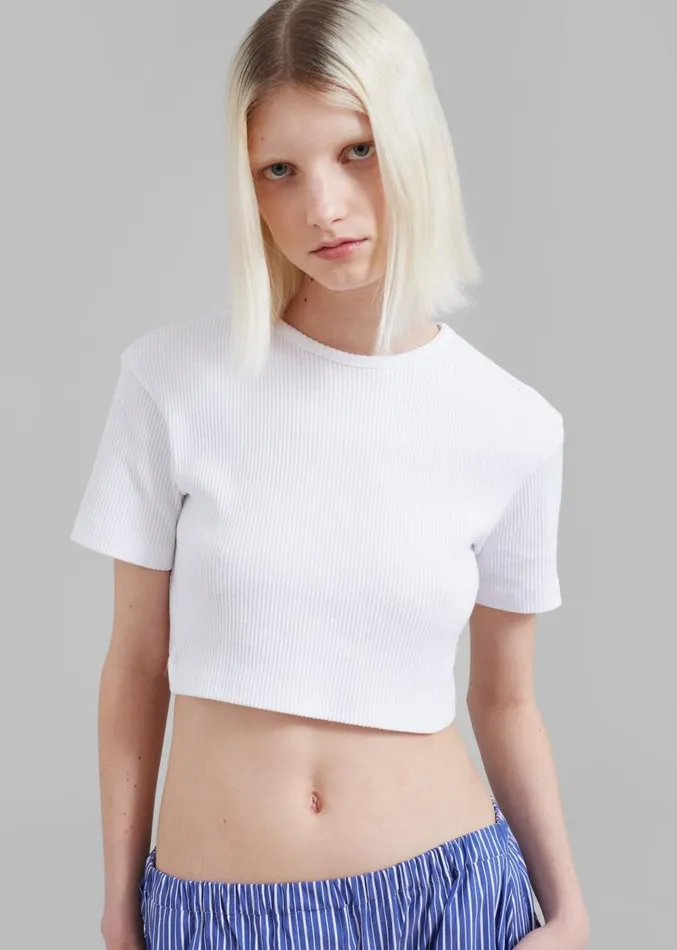 The Frankie Shop Nico Cropped Tee 8211 White Women Clothing