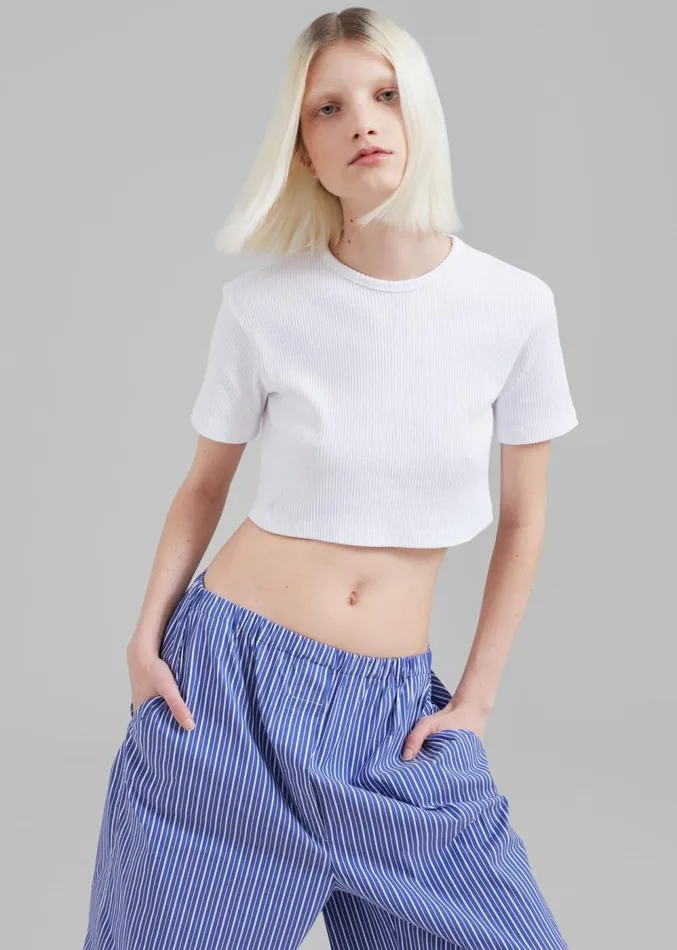 The Frankie Shop Nico Cropped Tee 8211 White Women Clothing