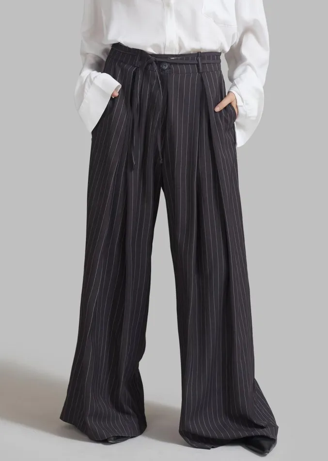 The Frankie Shop Noor Wide Pants 8211 Grey Pinstripe Women Clothing