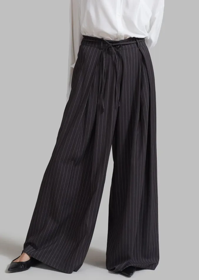 The Frankie Shop Noor Wide Pants 8211 Grey Pinstripe Women Clothing
