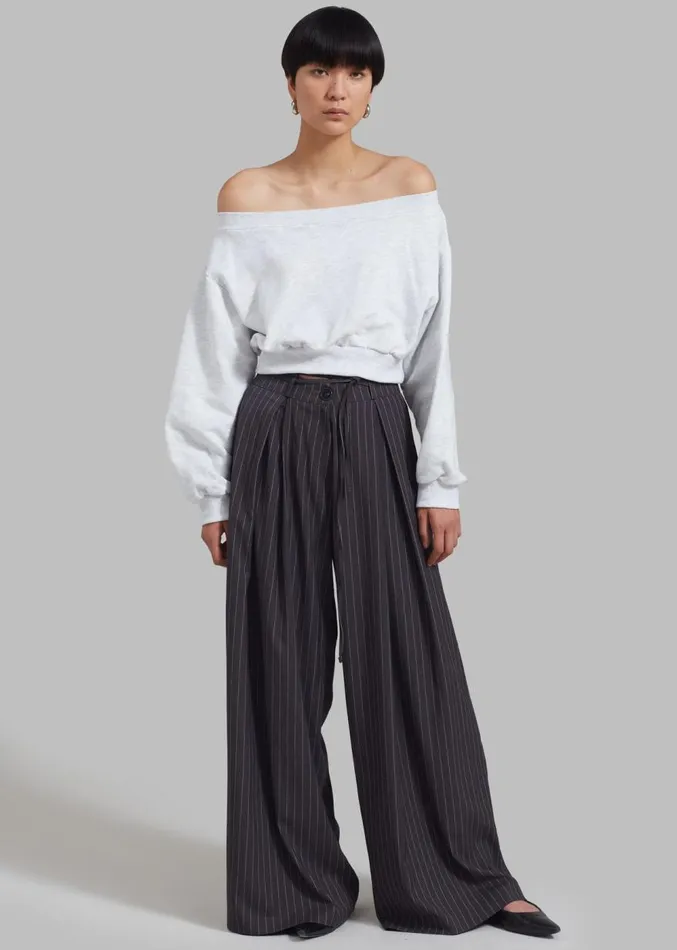 The Frankie Shop Noor Wide Pants 8211 Grey Pinstripe Women Clothing