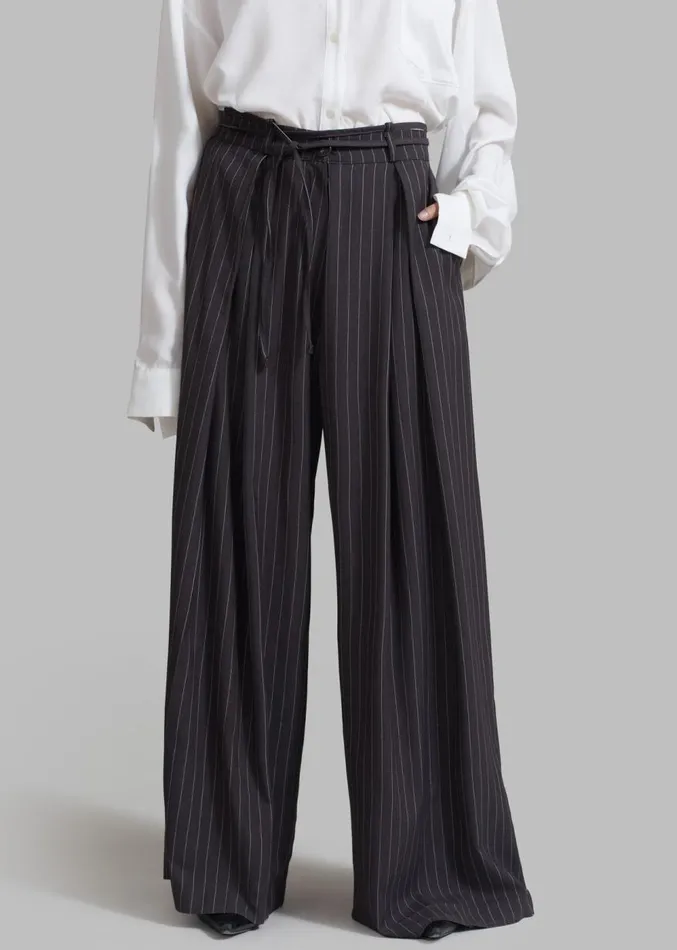 The Frankie Shop Noor Wide Pants 8211 Grey Pinstripe Women Clothing