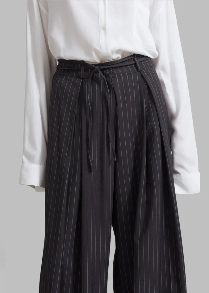 The Frankie Shop Noor Wide Pants 8211 Grey Pinstripe Women Clothing