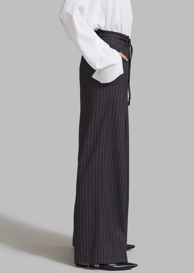 The Frankie Shop Noor Wide Pants 8211 Grey Pinstripe Women Clothing