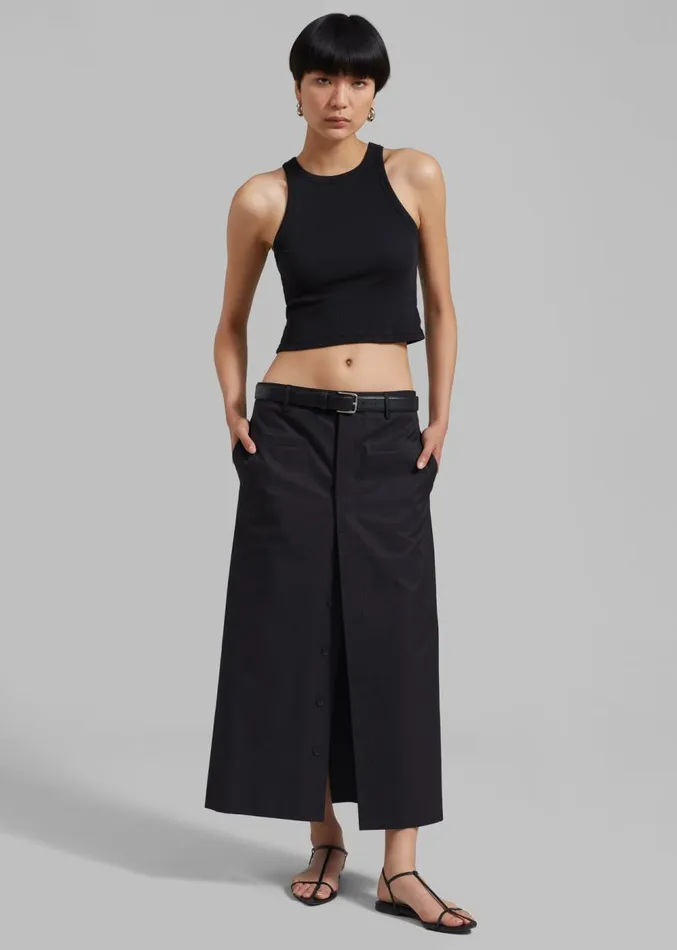 The Frankie Shop Norah Slit Midi Skirt 8211 Black Women Clothing