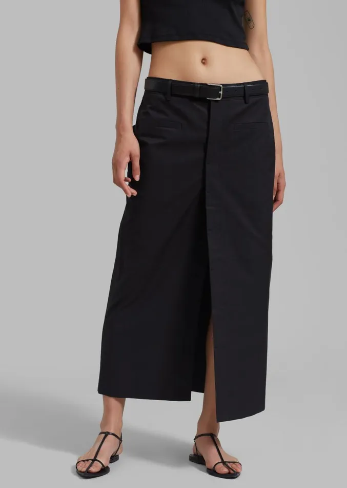 The Frankie Shop Norah Slit Midi Skirt 8211 Black Women Clothing