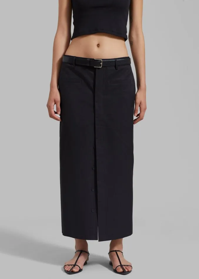 The Frankie Shop Norah Slit Midi Skirt 8211 Black Women Clothing