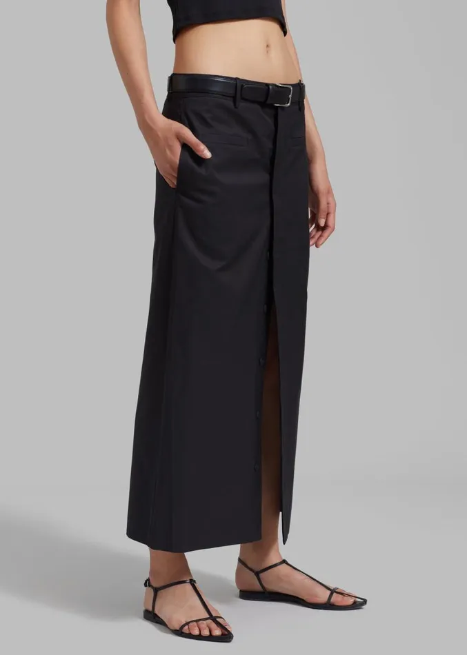 The Frankie Shop Norah Slit Midi Skirt 8211 Black Women Clothing