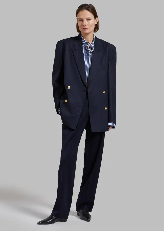 The Frankie Shop Oline Double Breasted Blazer 8211 Dark Navy Women Clothing