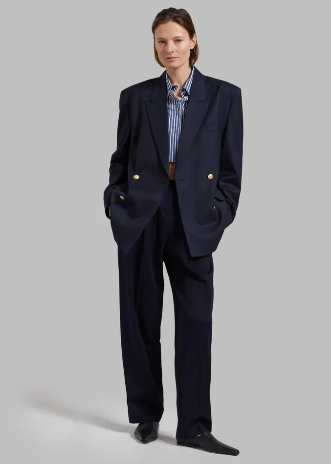 The Frankie Shop Oline Double Breasted Blazer 8211 Dark Navy Women Clothing