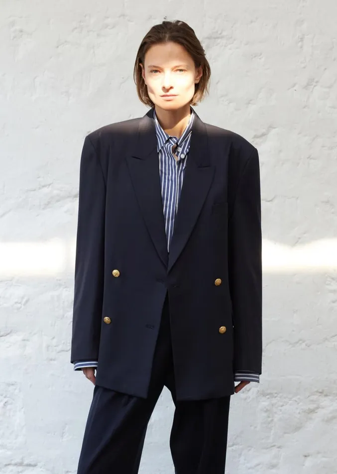 The Frankie Shop Oline Double Breasted Blazer 8211 Dark Navy Women Clothing