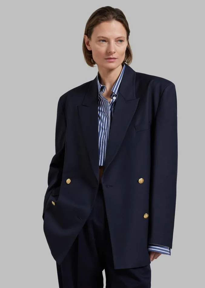 The Frankie Shop Oline Double Breasted Blazer 8211 Dark Navy Women Clothing