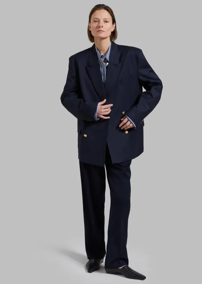The Frankie Shop Oline Double Breasted Blazer 8211 Dark Navy Women Clothing