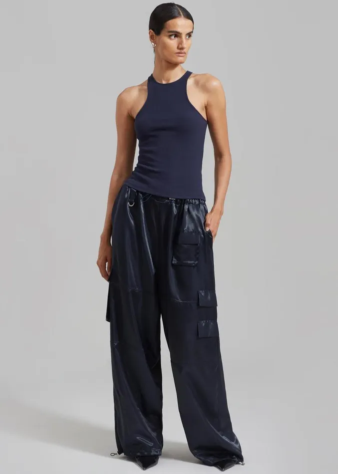 The Frankie Shop Ophelia Rib Tank Top 8211 Navy Women Tops