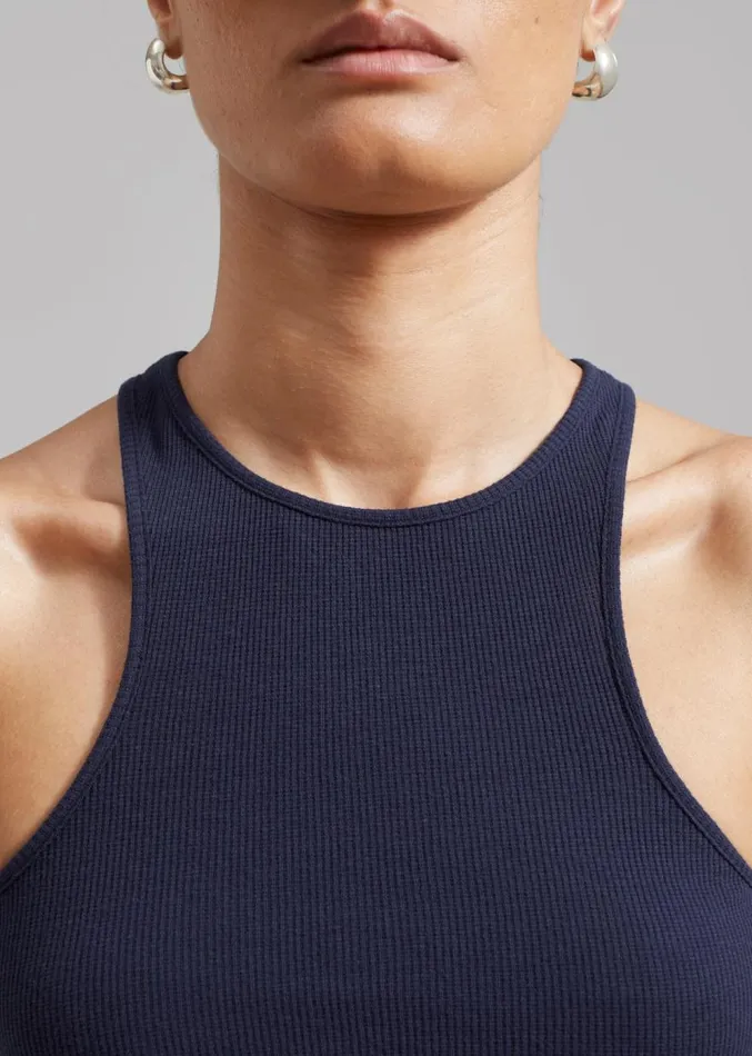 The Frankie Shop Ophelia Rib Tank Top 8211 Navy Women Tops