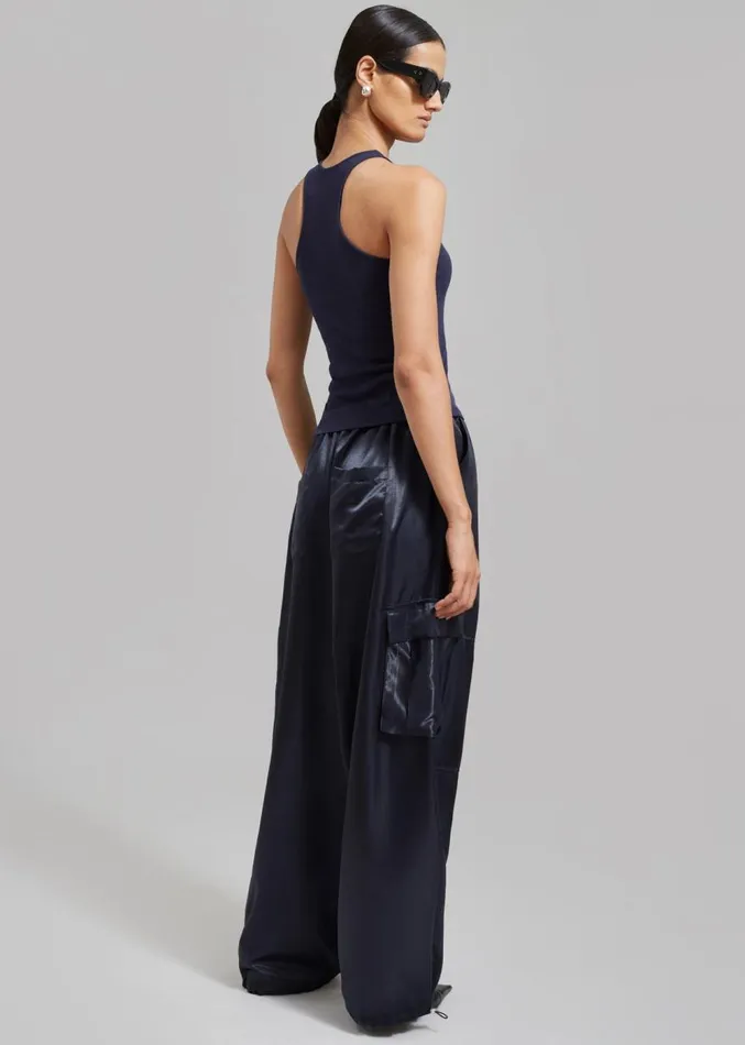 The Frankie Shop Ophelia Rib Tank Top 8211 Navy Women Tops