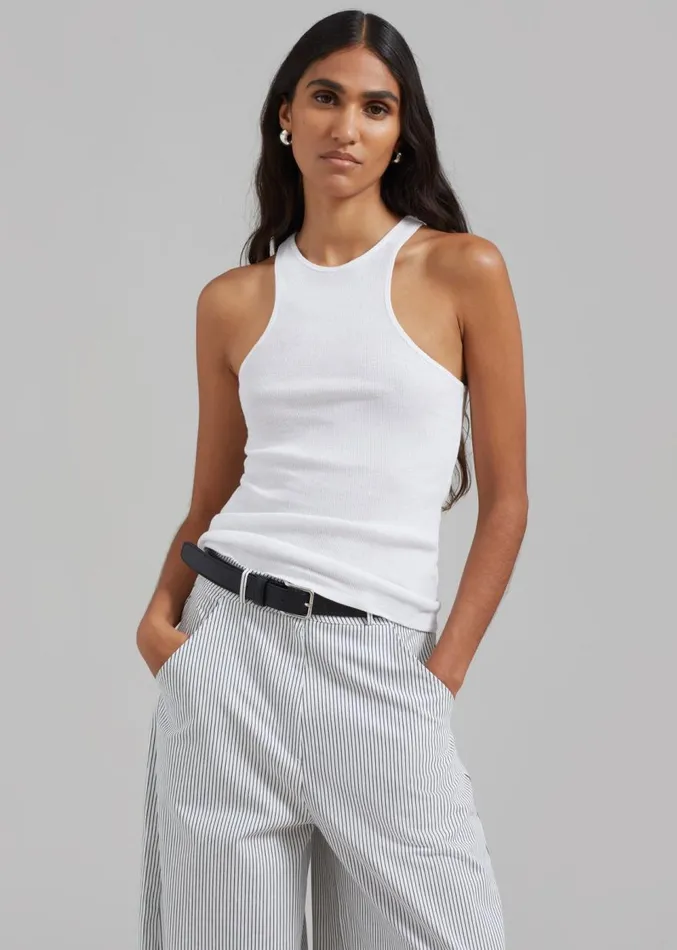 The Frankie Shop Ophelia Rib Tank Top 8211 White Women Tops