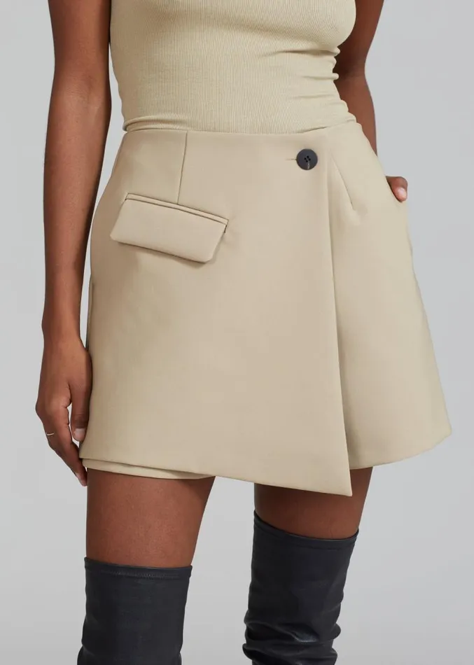 The Frankie Shop Paige Wrap Skort 8211 Beige Women Bottoms