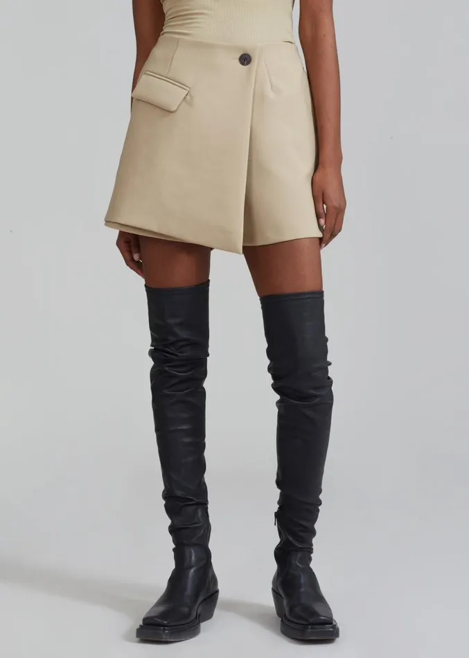 The Frankie Shop Paige Wrap Skort 8211 Beige Women Bottoms