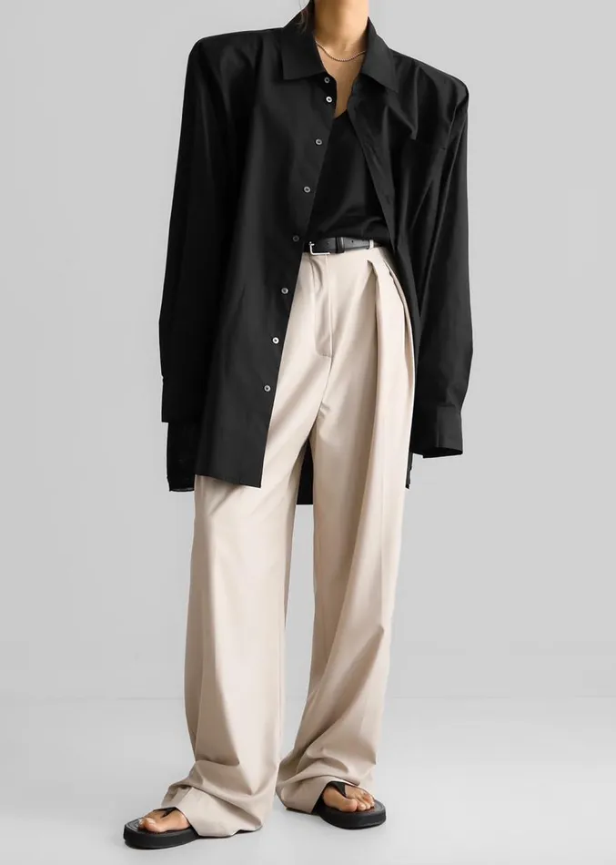 The Frankie Shop Panama Oversized Shirt 8211 Black Women Clothing