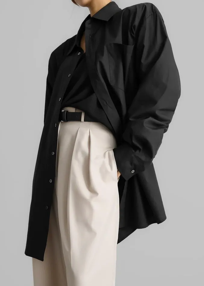 The Frankie Shop Panama Oversized Shirt 8211 Black Women Clothing