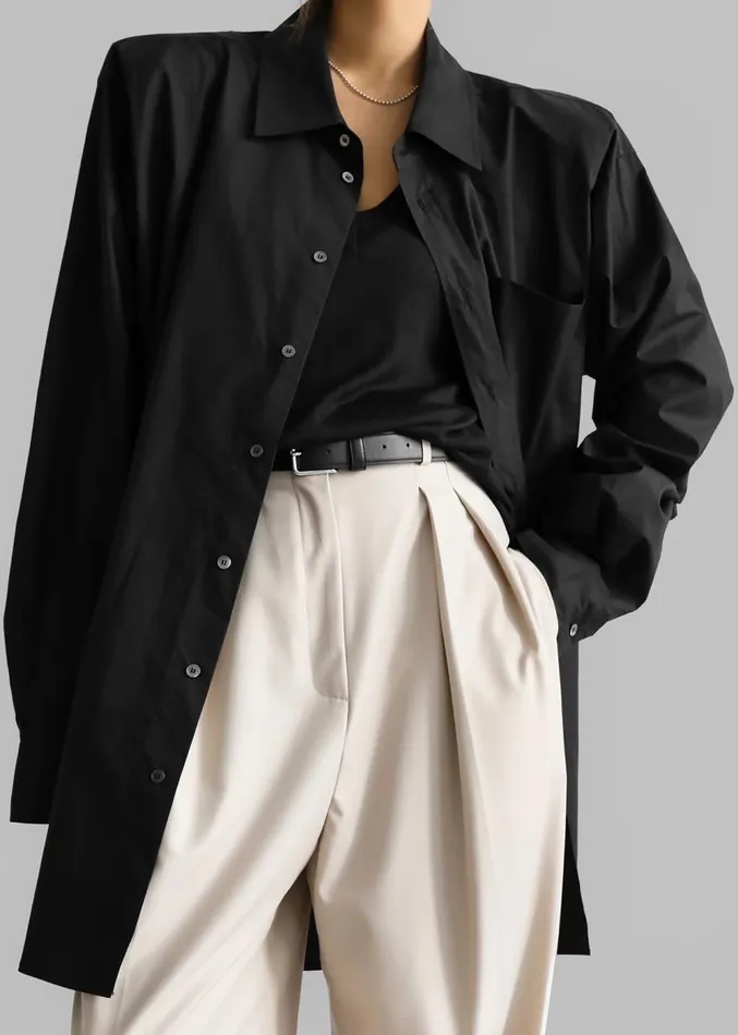 The Frankie Shop Panama Oversized Shirt 8211 Black Women Clothing