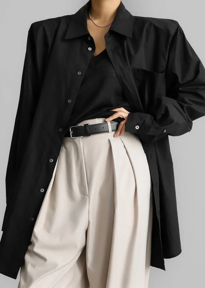 The Frankie Shop Panama Oversized Shirt 8211 Black Women Clothing